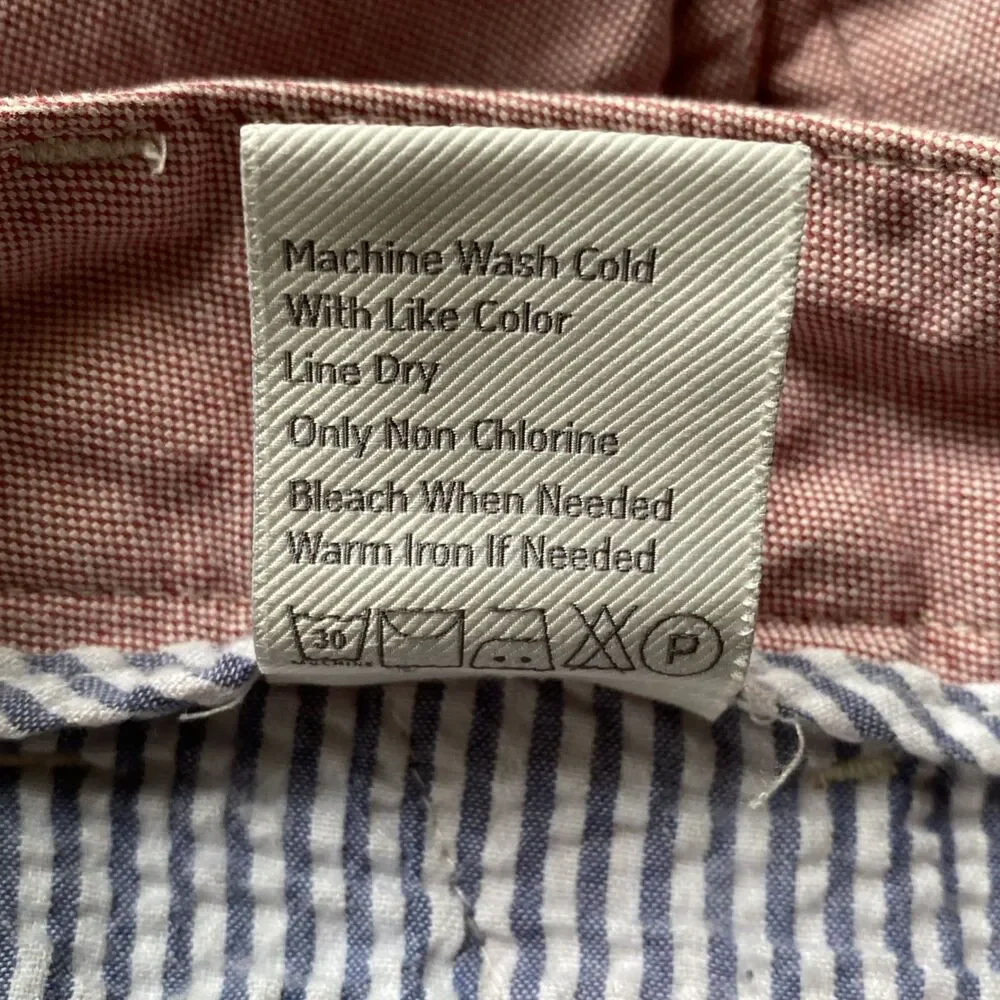 J. Hilburn Oxford Linen Cotton Blend Red Tailored Fit Shorts Mens Size 32x9